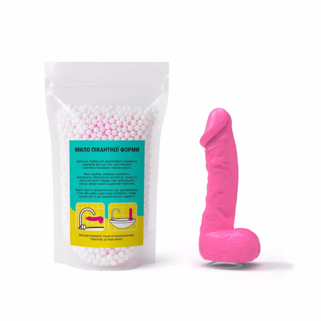 Мило у формі пеніса Чистий Кайф MEDIUM Pink, крафтове мило-член, натуральне — фото 4