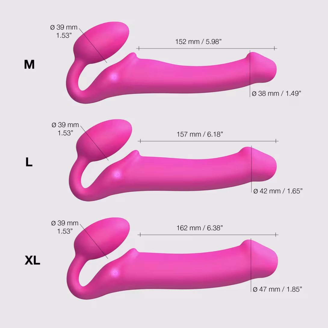 Безремінний страпон з вібрацією Strap-On-Me Vibrating Fuchsia M, діаметр 3,8 см, пульт ДК, регульований — фото 5