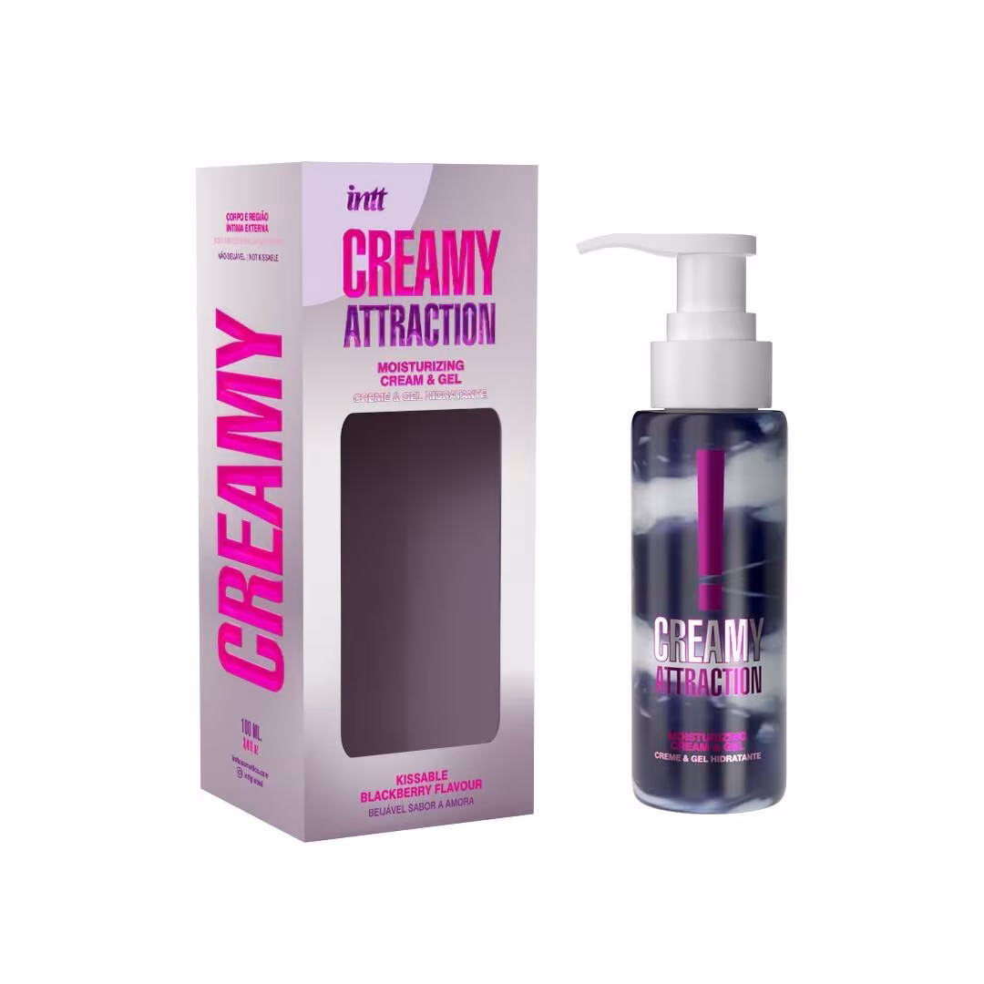Зволожувальний крем-гель 2в1 Intt Creamy Attraction Blackberry 100мл, смак ожини, унісекс — фото 2