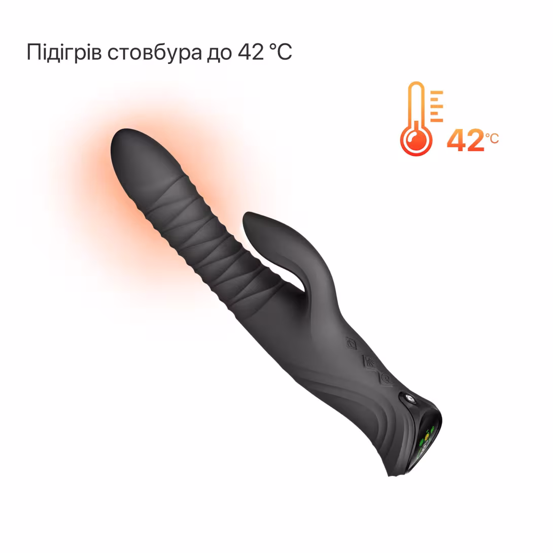 Смарт пульсатор-кролик з вібрацією Zalo Mose 2 Obsidian Black, підігрів до 42 °C, кристал Swarovski — фото 7