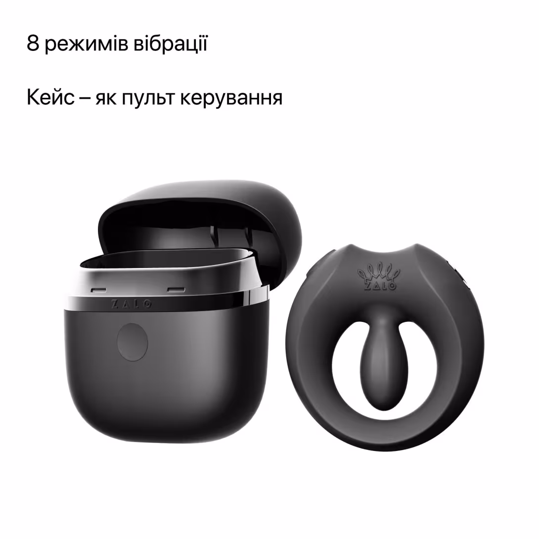 Ерекційне смарт-віброкільце Zalo Apis Obsidian Black, до 4 годин роботи, зарядний кейс — фото 5