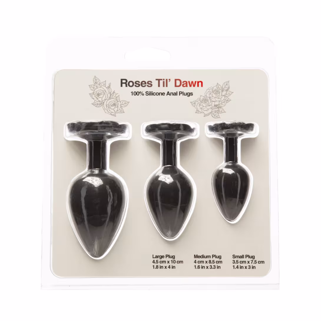 Набір силіконових анальних пробок BMS Roses Til’ Dawn Silicone Anal Plug Kit Starter Kit Black — фото 6