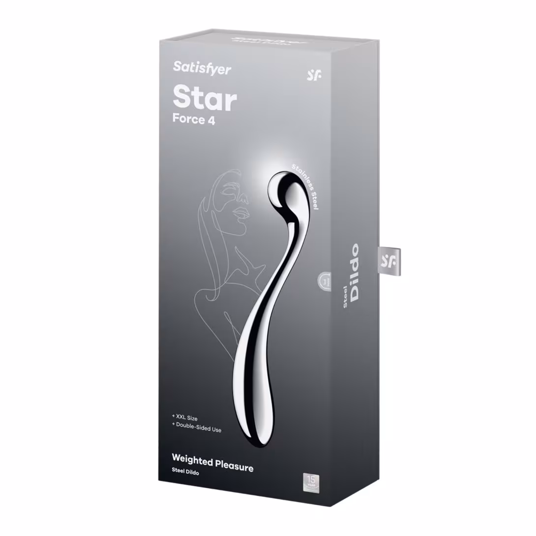 Металевий дилдо Satisfyer Star Force 4, двосторонній, можна нагрівати та охолоджувати, дуже важкий — фото 5