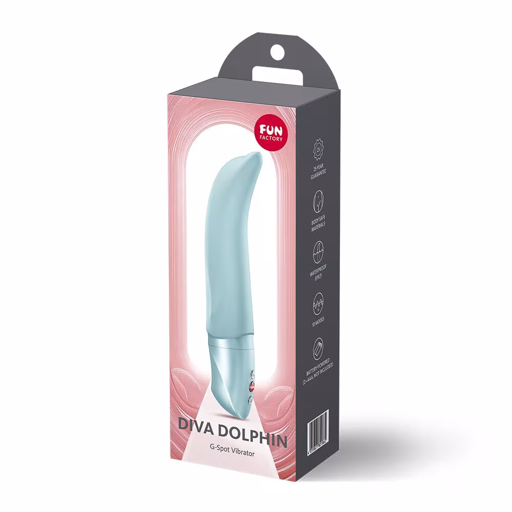 Вібратор для точки G Fun Factory Diva Dolphin Ice Blue, 10 режимів роботи, на батарейках — фото 8