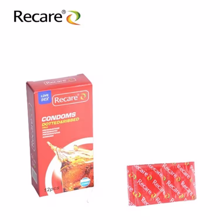 Презервативи Recare Cola Dotted&Ribbed Condoms 12 шт, з пухирцями та ребрами, аромат: Кола — фото 4