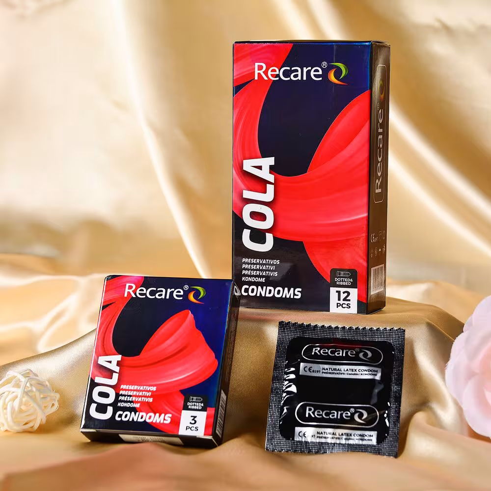 Презервативи Holographic Recare Cola Dotted&Ribbed Condoms 3 шт, з пухирцями і ребрами, аромат: Кола — фото 4