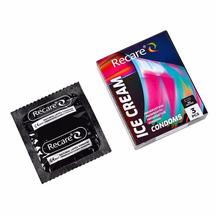 Презервативи Holographic Recare Ice Cream Big Dotted Condoms 3 шт, з пухирцями, аромат: морозиво — фото 2