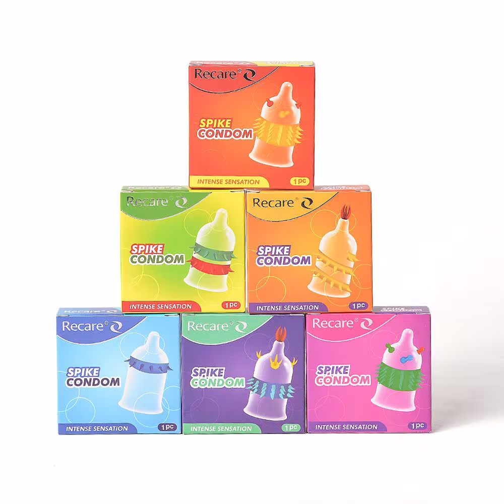Насадка на член Recare Spike Condom Purple (презерватив з вусиками та рядами шипів) — фото 8