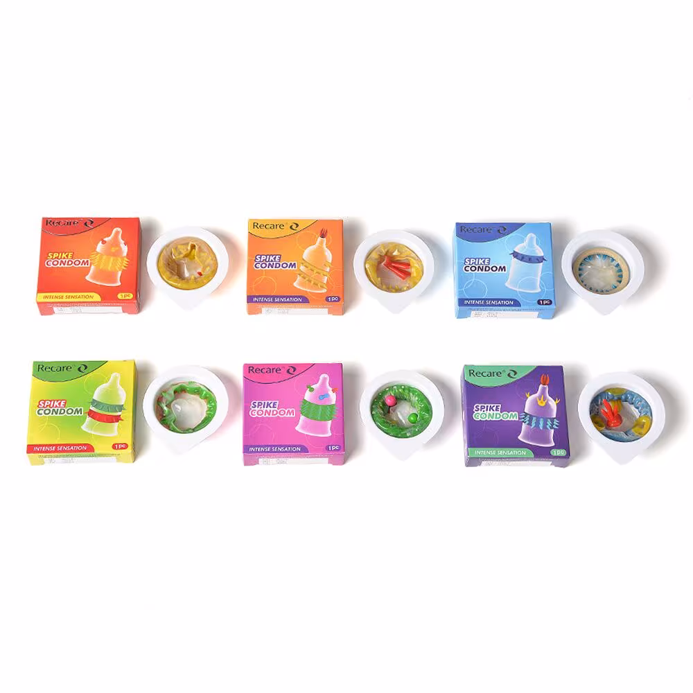 Насадка на член Recare Spike Condom Orange (презерватив з вусиками та шипами) — фото 5