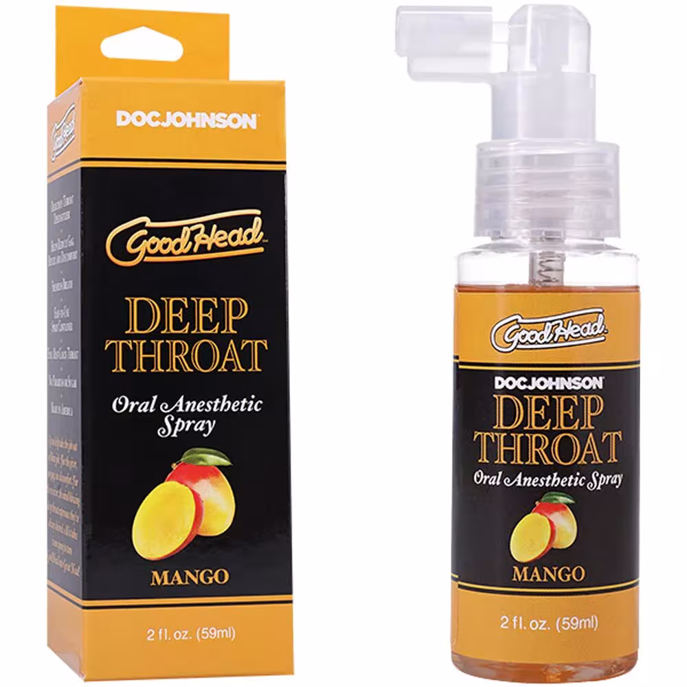 Спрей для мінету Doc Johnson GoodHead DeepThroat Spray - Mango 59 мл для глибокого мінету — фото 2