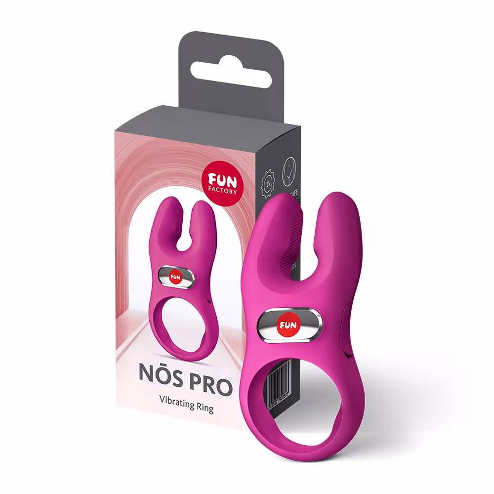 Ерекційне віброкільце з подвійною стимуляцією клітора Fun Factory NŌS PRO Magenta, 2 мотори — фото 7