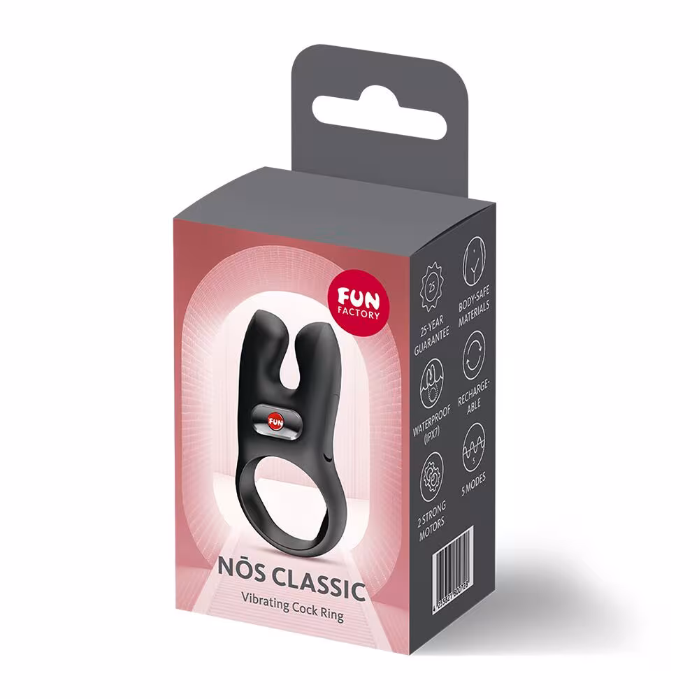 Ерекційне віброкільце з подвійною стимуляцією клітора Fun Factory NŌS CLASSIC Black, 2 мотори — фото 8