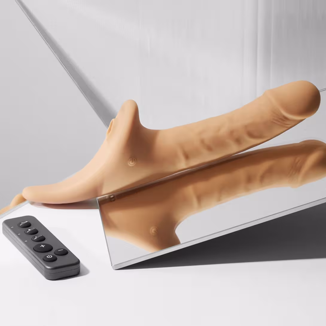 Вібронасадка для страпону з вакуумною стимуляцією Strap-On-Me Multi Orgasm Realistic Dildo L Vanilla — фото 2