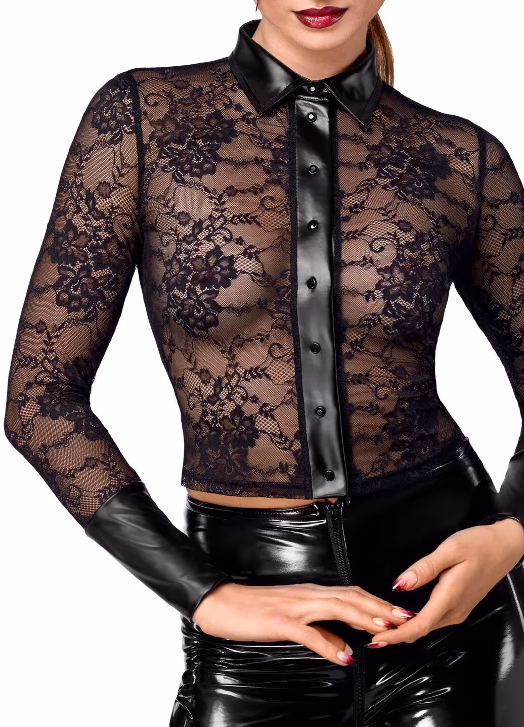 Блуза Noir Handmade F377 Noirelle Lace Button-up Shirt XL — фото 4
