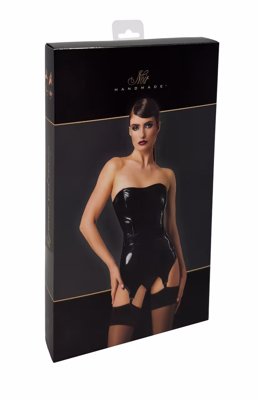 Корсет із підв'язками для панчіх Noir Handmade F381 Dominae Venom PVC corset-belt M — фото 8