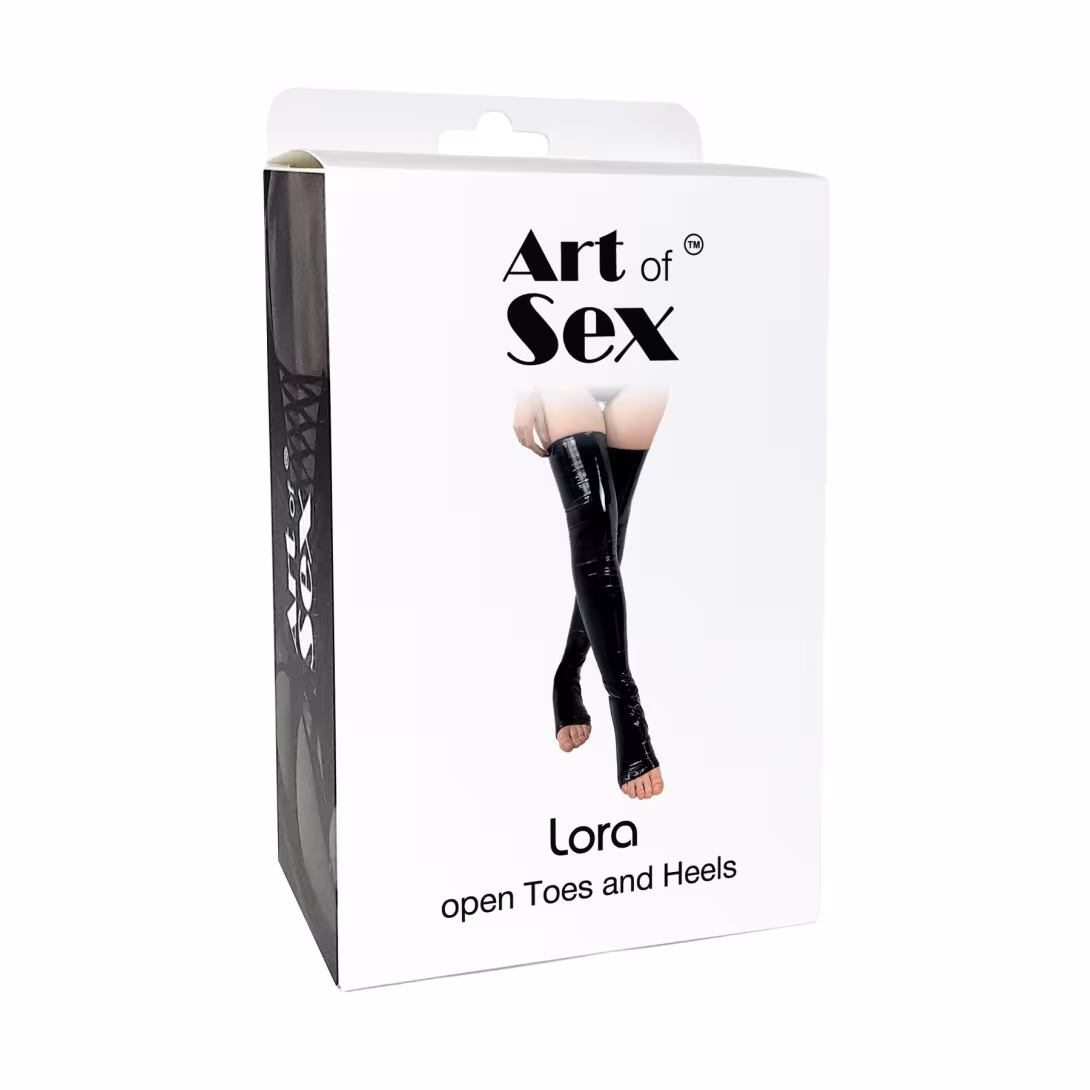 Панчохи Art of Sex - Lora з відкритими пальцями та п'ятою, розмір L, з ефектом голограми — фото 3