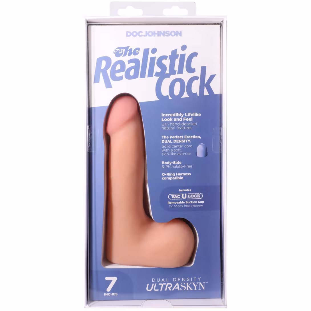 Фалоімітатор Doc Johnson The Realistic Cock ULTRASKYN 7 Inch with Balls Vanilla (м'яте паковання!!!) — фото 11
