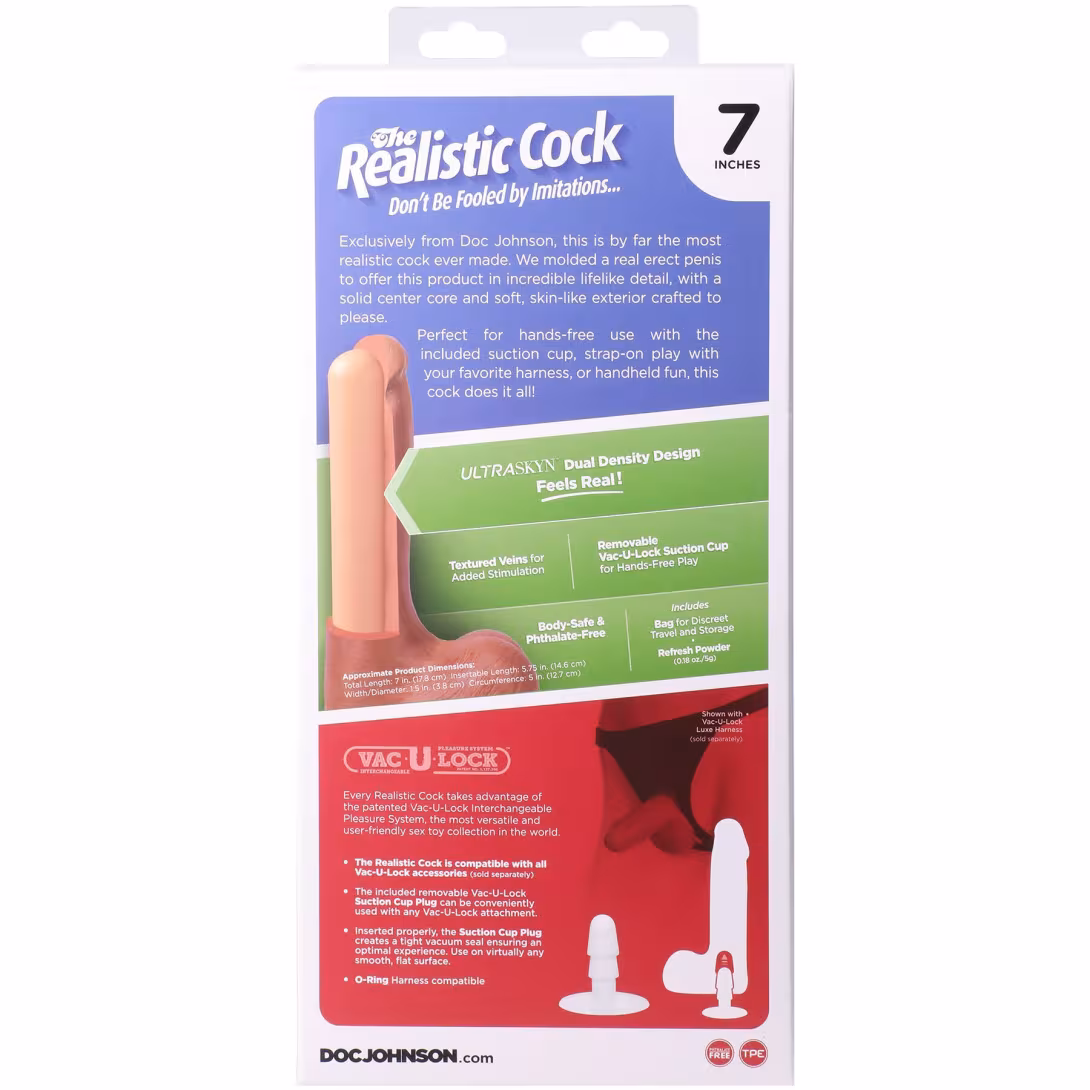 Фалоімітатор Doc Johnson The Realistic Cock ULTRASKYN 7 Inch with Balls Vanilla (м'яте паковання!!!) — фото 12