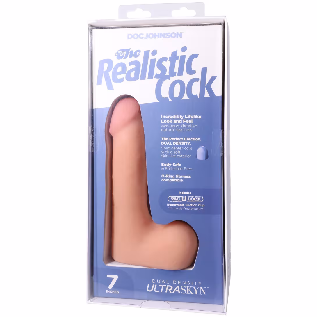 Фалоімітатор Doc Johnson The Realistic Cock ULTRASKYN 7 Inch with Balls Vanilla (м'яте паковання!!!) — фото 10