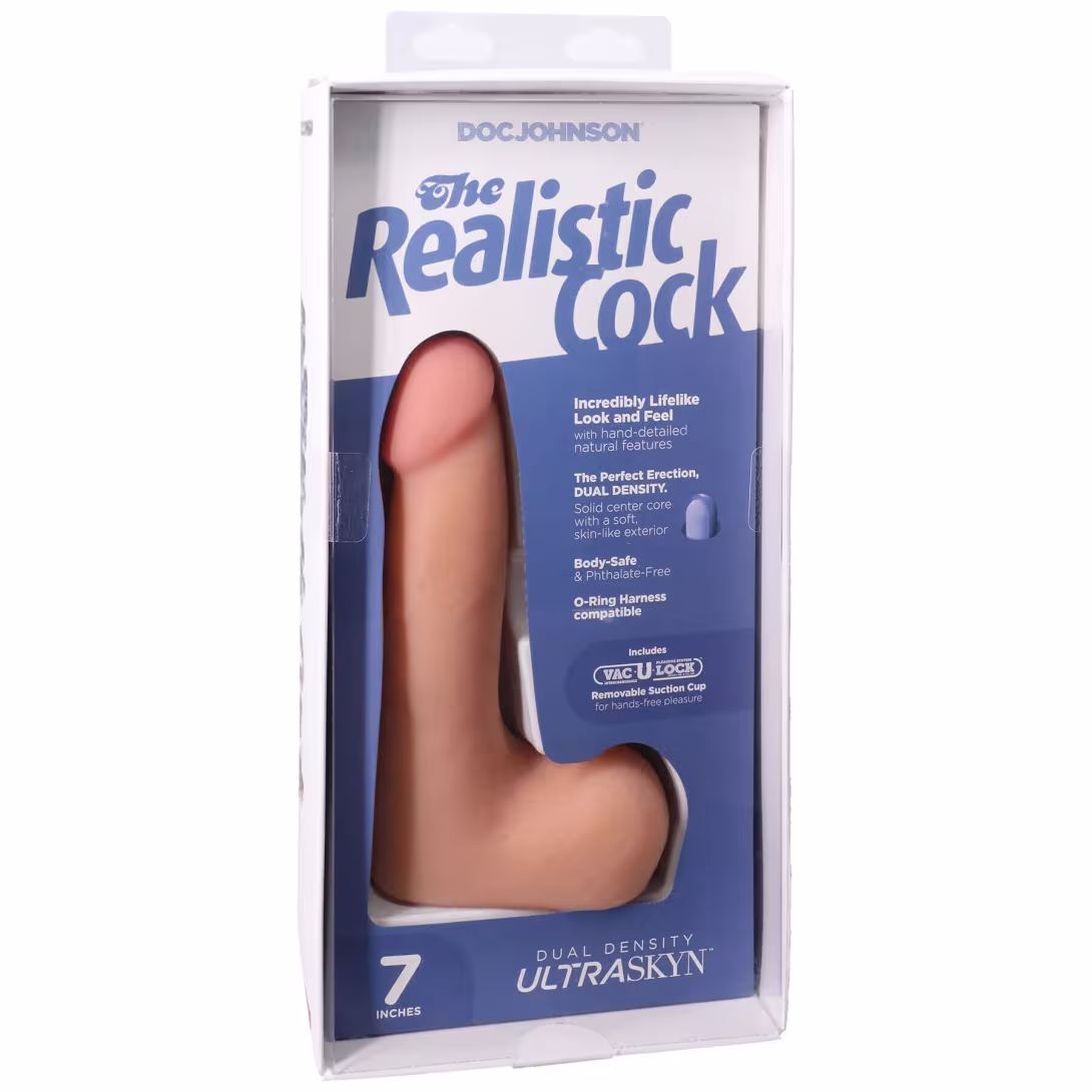 Фалоімітатор Doc Johnson The Realistic Cock ULTRASKYN 7 Inch with Balls Vanilla (м'яте паковання!!!) — фото 9