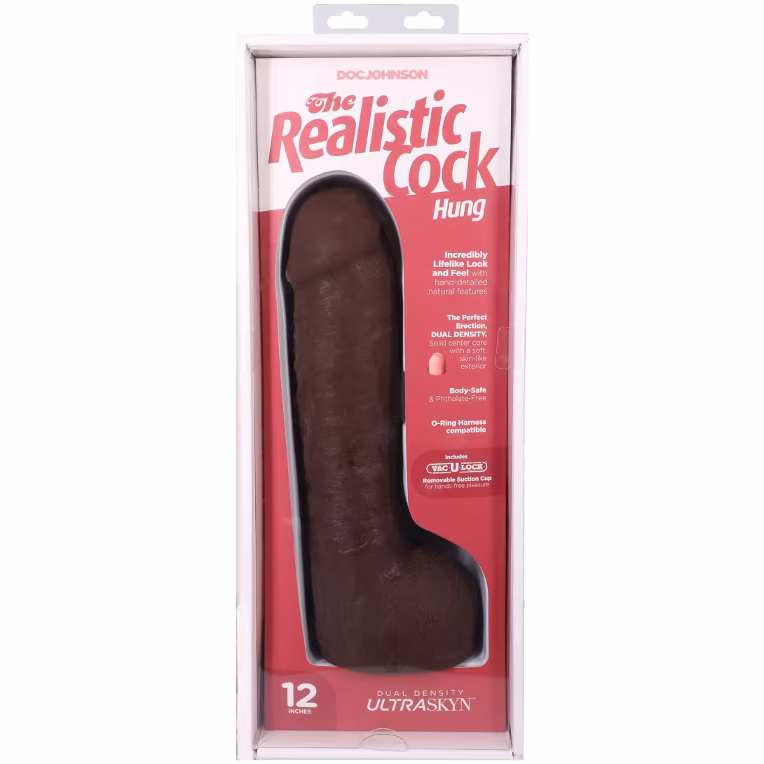 Фалоімітатор Doc Johnson The Realistic Cock ULTRASKYN - 12 Inch Hung with Balls Chocolate — фото 9
