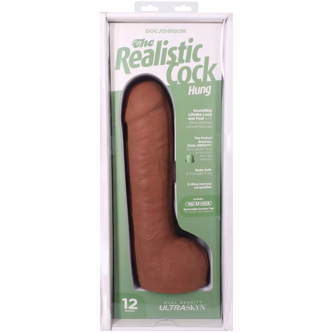 Фалоімітатор Doc Johnson The Realistic Cock ULTRASKYN - 12 Inch Hung with Balls Caramel — фото 9