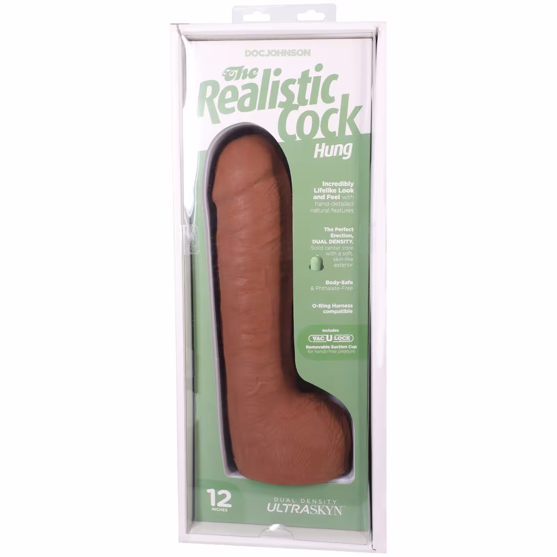 Фалоімітатор Doc Johnson The Realistic Cock ULTRASKYN - 12 Inch Hung with Balls Caramel — фото 10