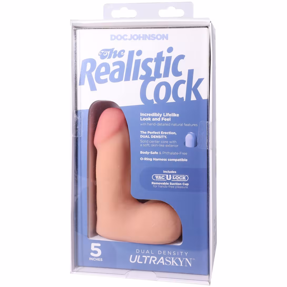 Фалоімітатор Doc Johnson The Realistic Cock ULTRASKYN - 5" with Balls Vanilla (надрив паковання!!!) — фото 10