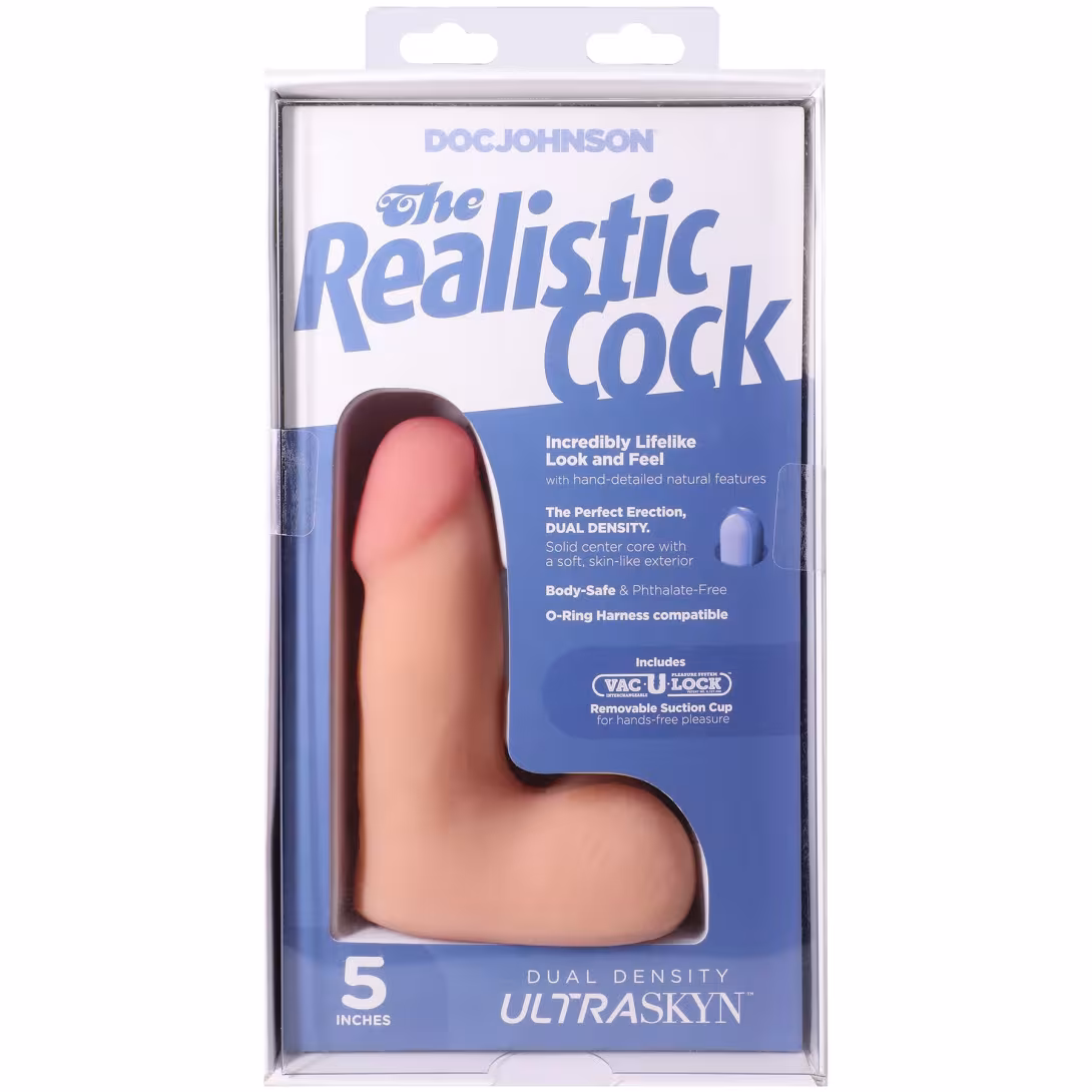 Фалоімітатор Doc Johnson The Realistic Cock ULTRASKYN - 5" with Balls Vanilla (надрив паковання!!!) — фото 11