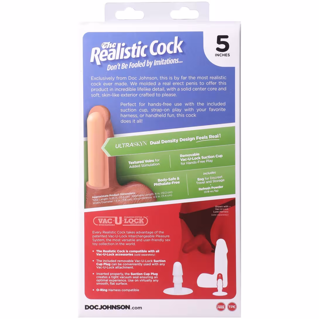 Фалоімітатор Doc Johnson The Realistic Cock ULTRASKYN - 5" with Balls Vanilla (надрив паковання!!!) — фото 12